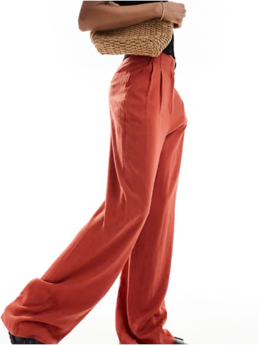 ASOS super Wide Leg vintage Pants in Rust Orange